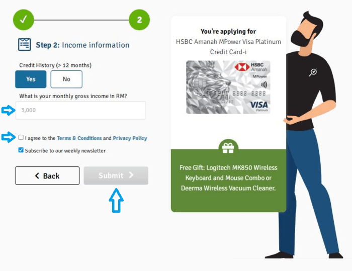 Step 3: how to apply for HSBC Malaysia credit cards